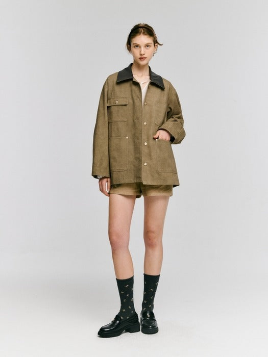 Wconcept_Depound gold button work jacket - brown