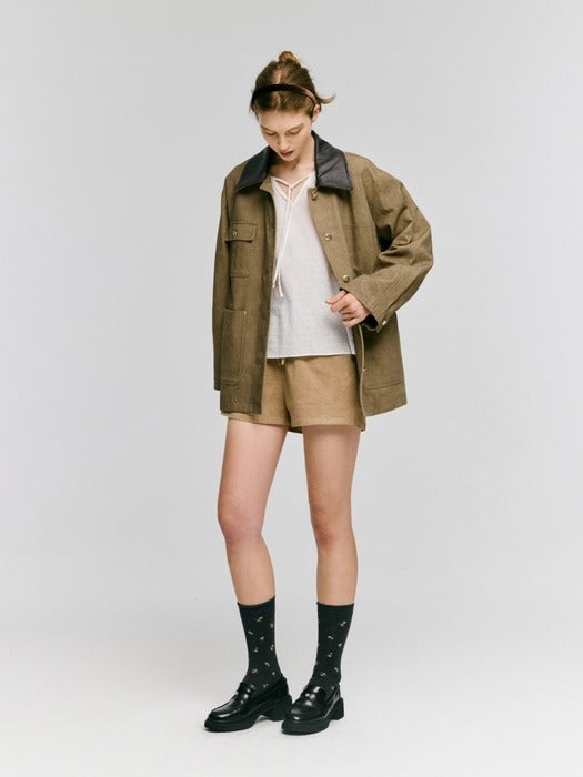 Wconcept_Depound gold button work jacket - brown