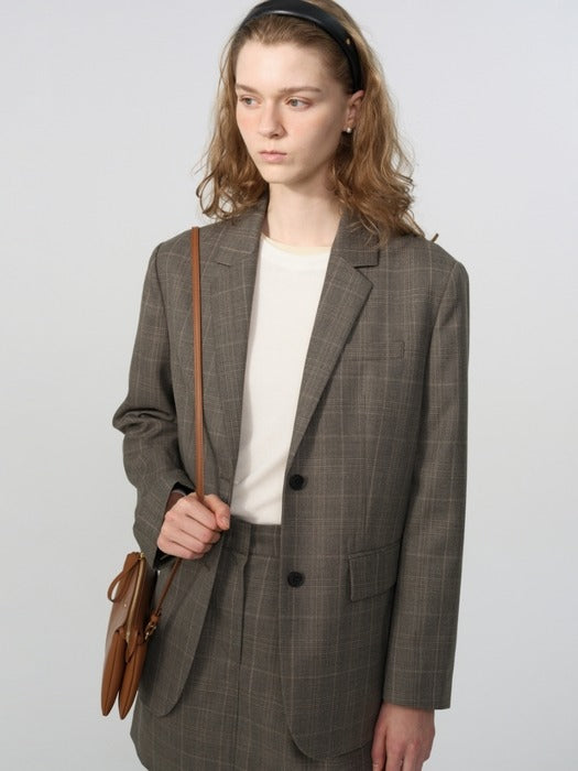 Wconcept_Depound boyfit wool jacket (check) - brown
