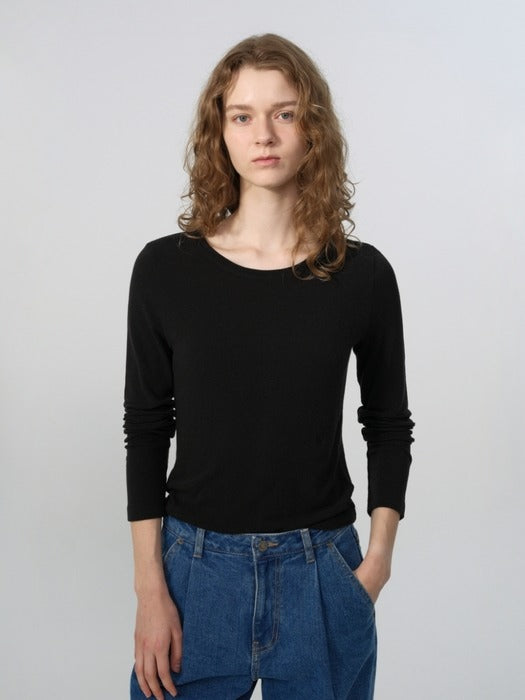 Wconcept_Depound wool tencel long sleeve t-shirt - black