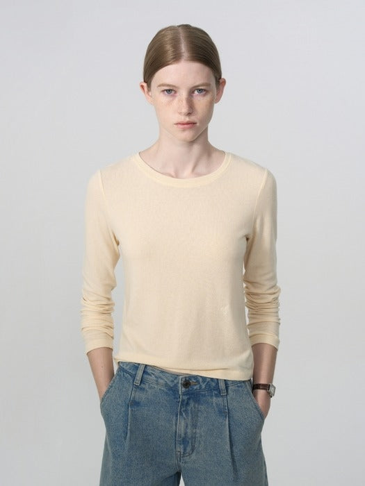 Wconcept_Depound wool tencel long sleeve t-shirt - cream