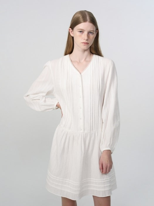 Wconcept_Depound pintuck lace dress - white