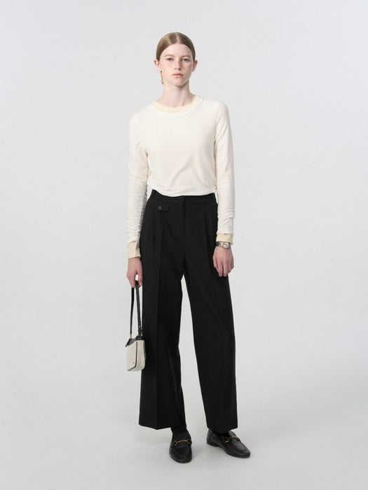Wconcept_Depound TR pintuck slacks - black