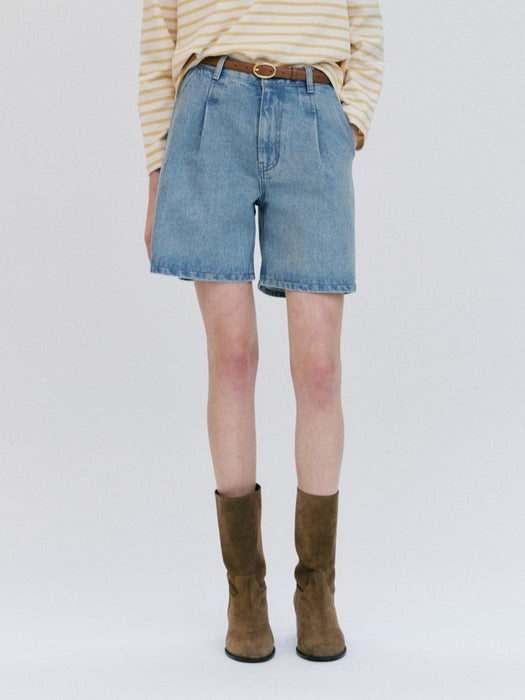 Wconcept_Depound pintuck half denim pants - dark blue