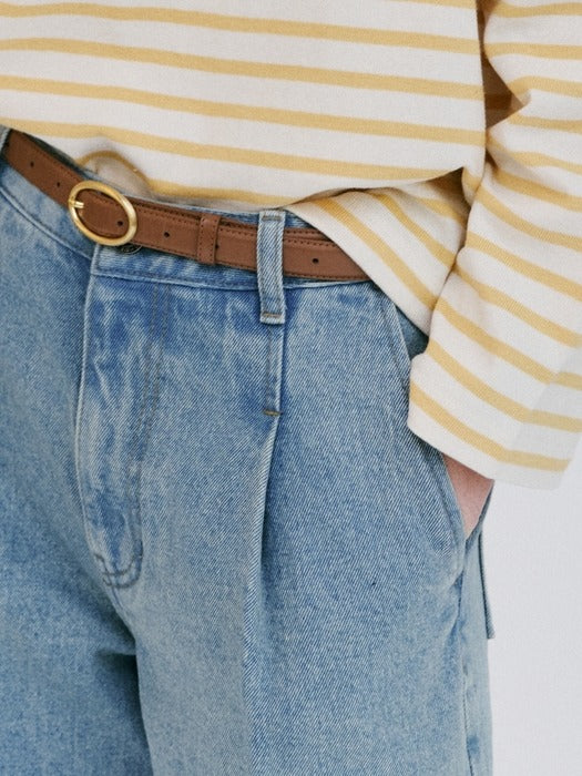 Wconcept_Depound pintuck half denim pants - dark blue