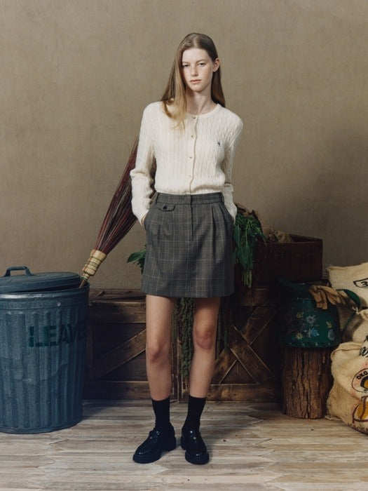Wconcept_Depound H-line wool skirt (check) - brown