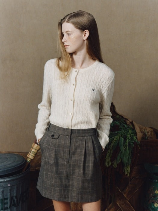 Wconcept_Depound H-line wool skirt (check) - brown