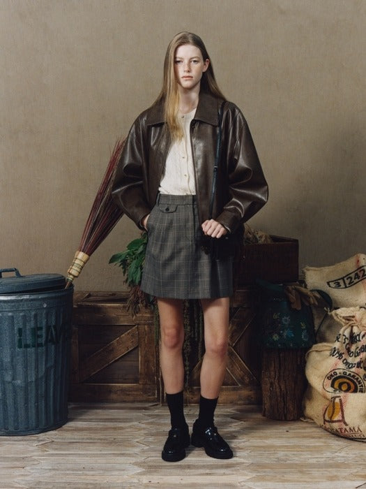 Wconcept_Depound H-line wool skirt (check) - brown