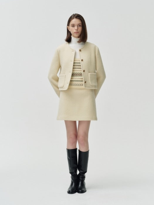 Wconcept_Depound wool boucle crop jacket - cream