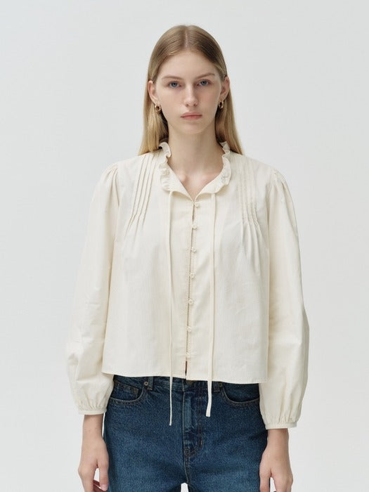 Wconcept_Depound frill string blouse - ivory