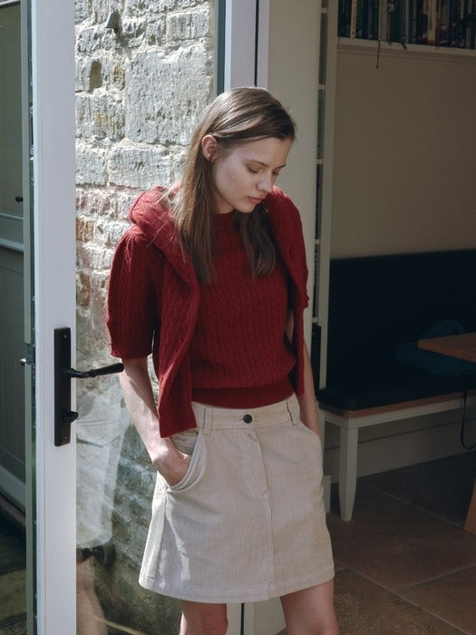 Wconcept_Depound gold button cable knit - red