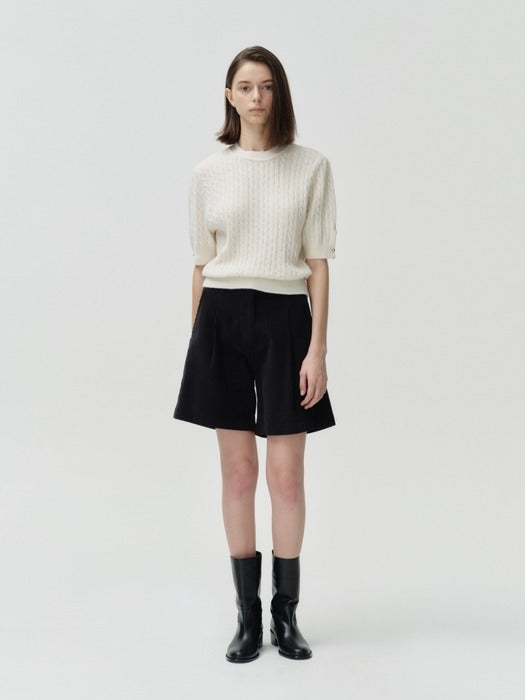 Wconcept_Depound gold button cable knit - ivory