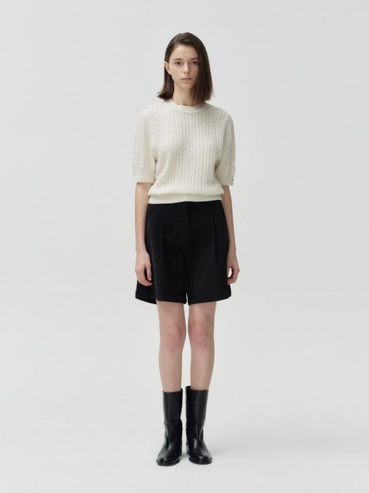 Wconcept_Depound gold button cable knit - ivory