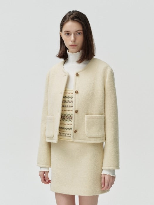 Wconcept_Depound wool boucle mini skirt - cream