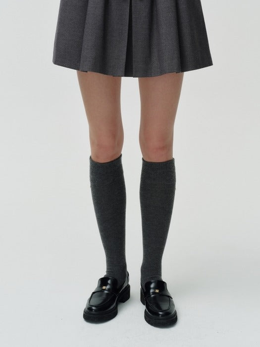 Wconcept_Depound heart charm wool knee socks - charcoal