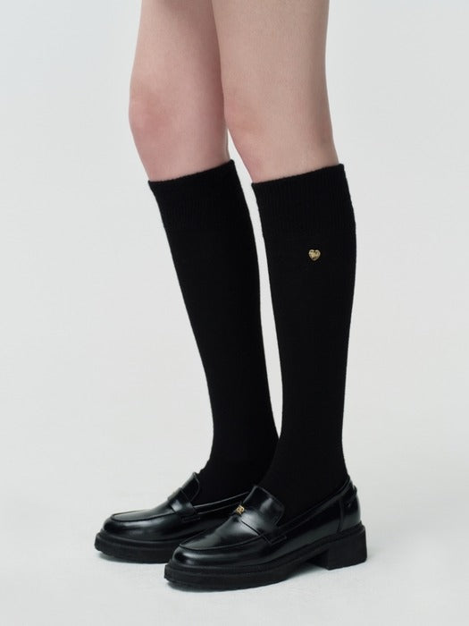 Wconcept_Depound heart charm wool knee socks - black