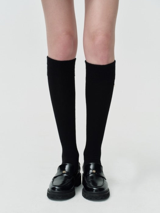 Wconcept_Depound heart charm wool knee socks - black