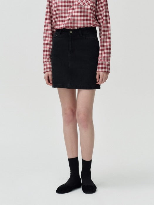Wconcept_Depound basic mini denim skirt - black