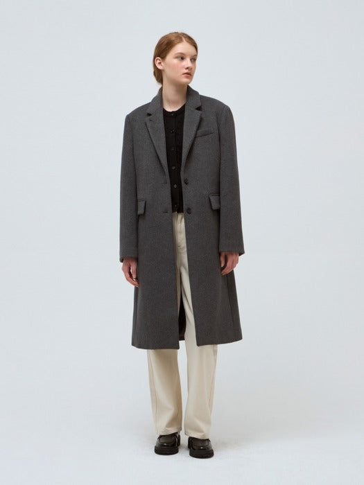Wconcept_Depound cashmere wool single coat - dark gray