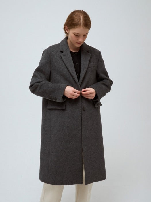 Wconcept_Depound cashmere wool single coat - dark gray