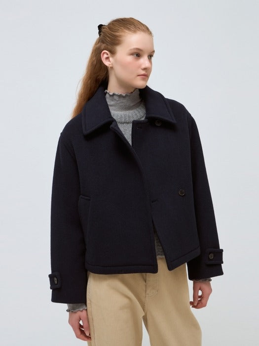 Wconcept_Depound wool short coat - navy