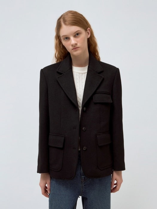 Wconcept_Depound wool blended classic jacket - black