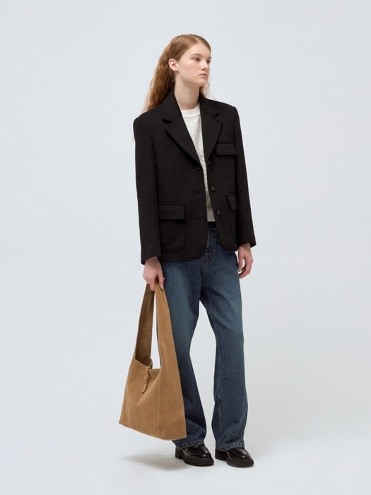 Wconcept_Depound wool blended classic jacket - black