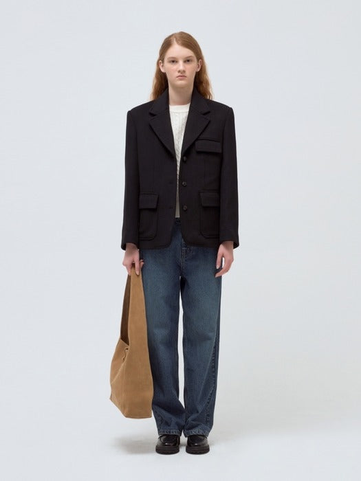 Wconcept_Depound wool blended classic jacket - black