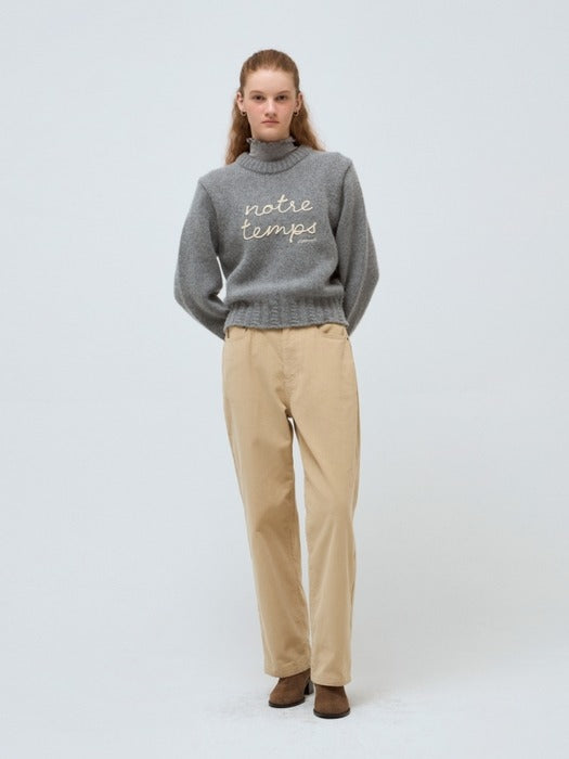 Wconcept_Depound embrodiery fluffy pullover - melange gray