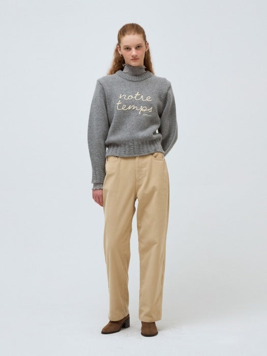 Wconcept_Depound embrodiery fluffy pullover - melange gray