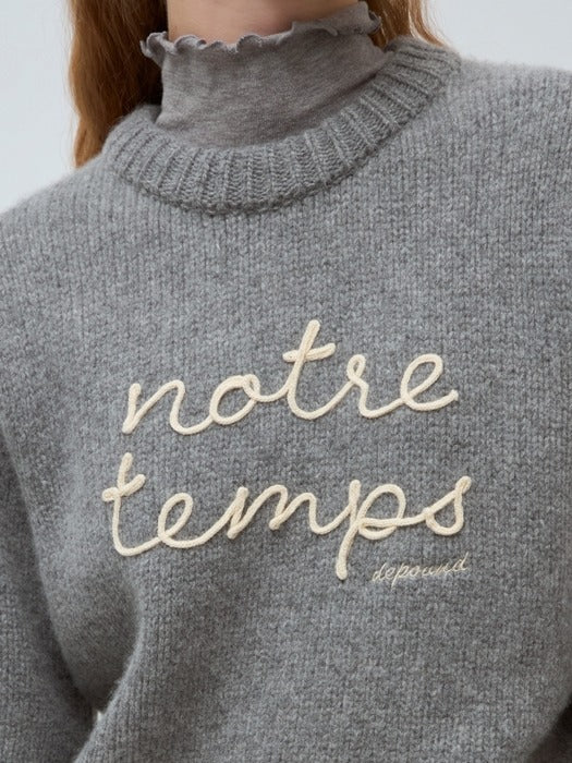 Wconcept_Depound embrodiery fluffy pullover - melange gray