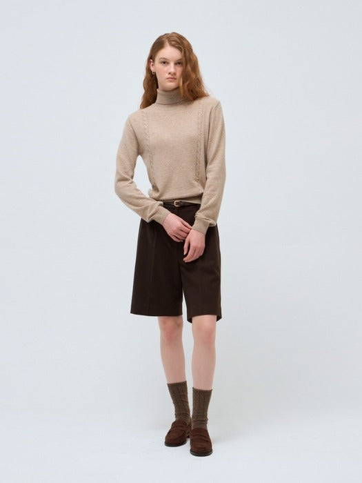 Wconcept_Depound cable turtleneck knit - oatmeal