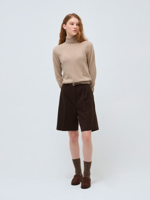 Wconcept_Depound cable turtleneck knit - oatmeal