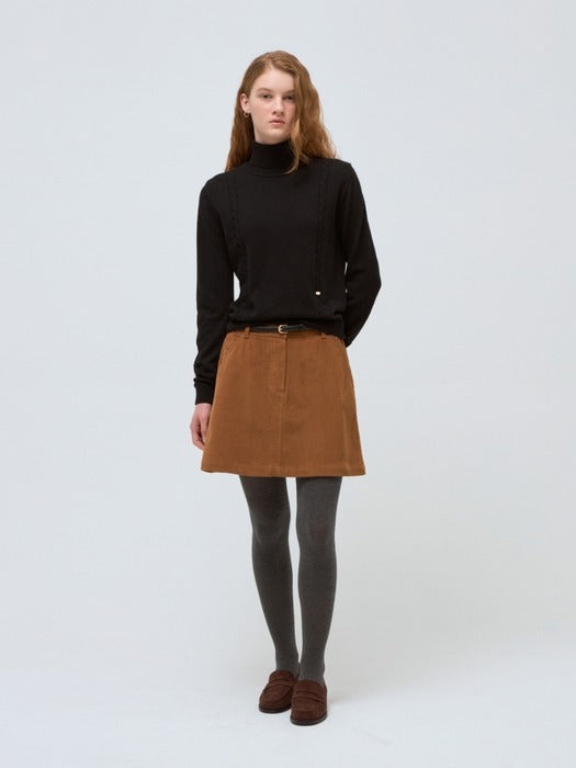 Wconcept_Depound cable turtleneck knit - black