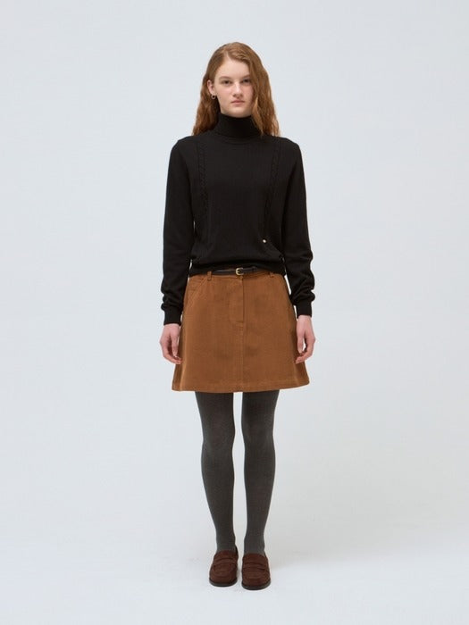 Wconcept_Depound cable turtleneck knit - black