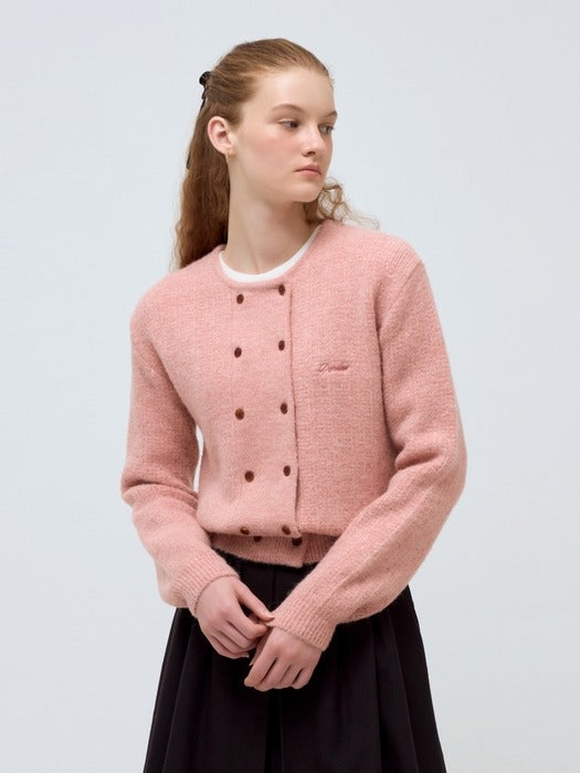 Depound double alpaca cardigan - pink