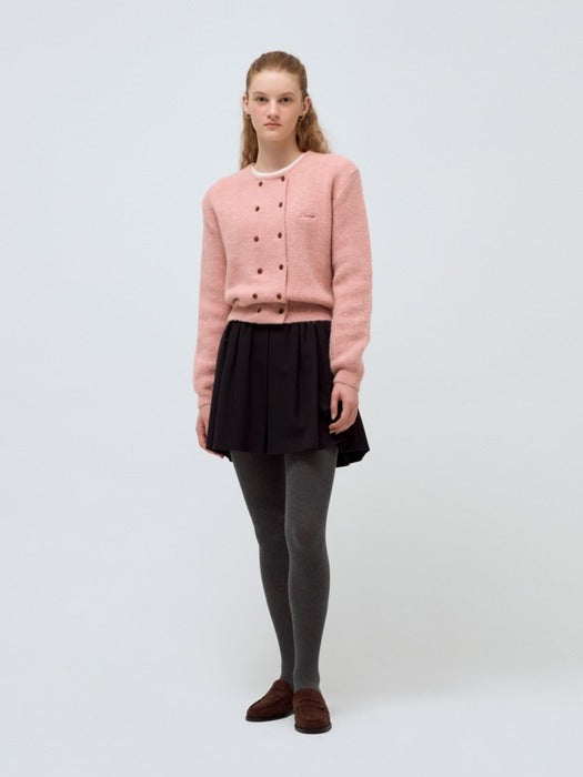 Depound double alpaca cardigan - pink