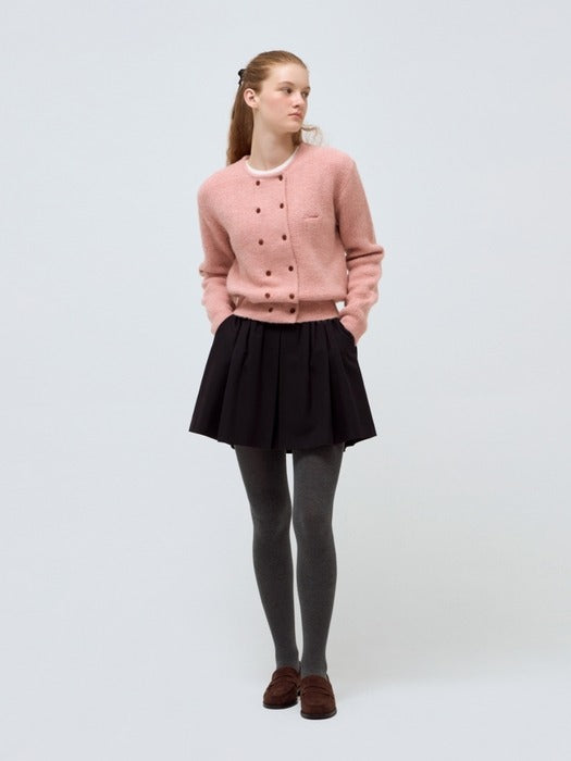 Depound double alpaca cardigan - pink