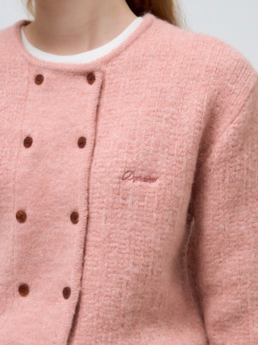 Depound double alpaca cardigan - pink