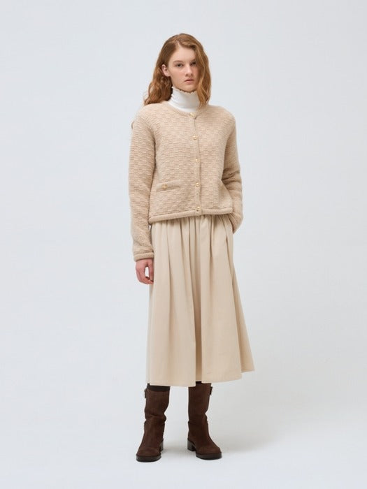 Wconcept_Depound round neck short cardigan - light beige