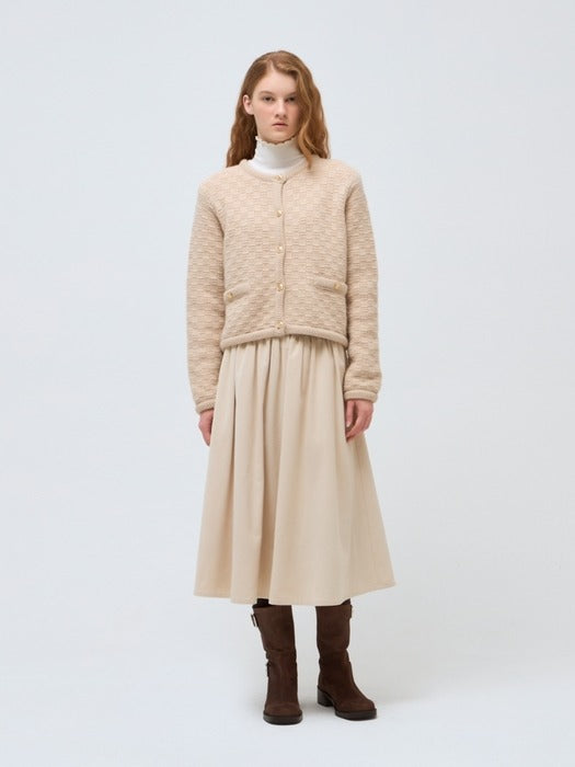 Wconcept_Depound round neck short cardigan - light beige