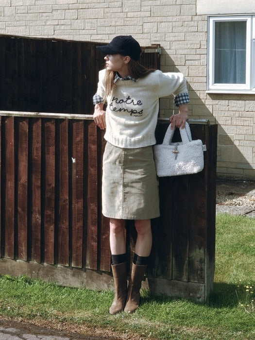 Wconcept_Depound corduroy midi skirt - khaki