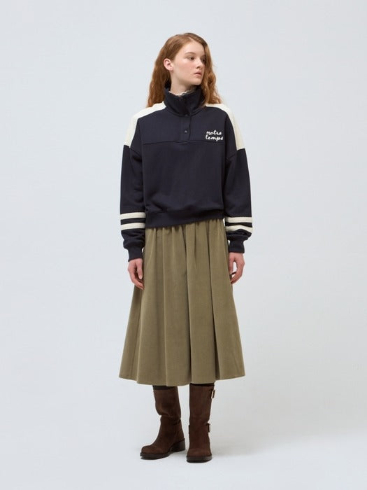 Wconcept_Depound corduroy shirring skirt - khaki