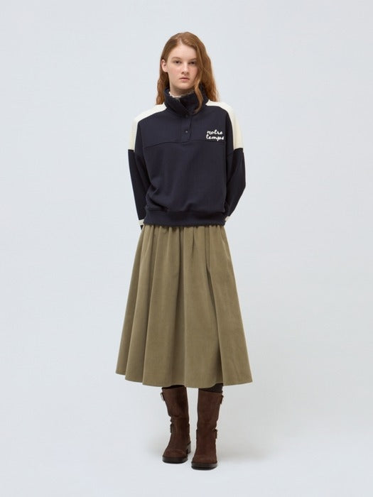 Wconcept_Depound corduroy shirring skirt - khaki