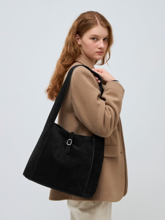 Depound suede buckle bag (shoulder) - black