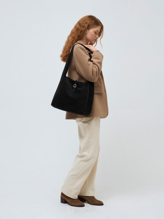 Depound suede buckle bag (shoulder) - black