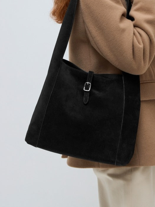 Depound suede buckle bag (shoulder) - black
