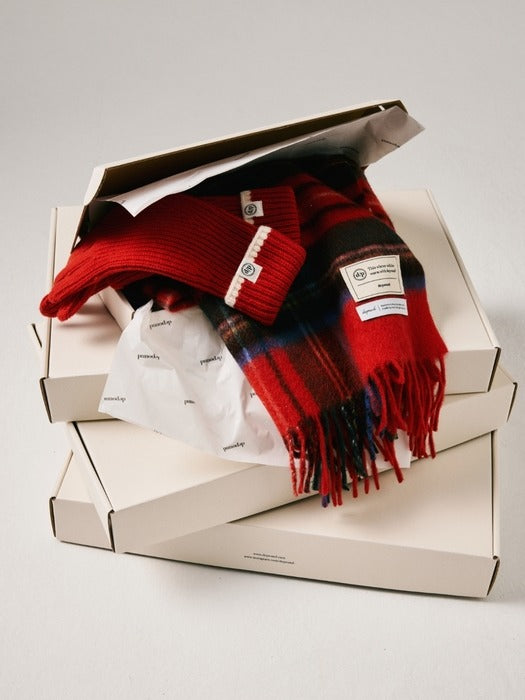 Wconcept_Depound line knit gloves - red