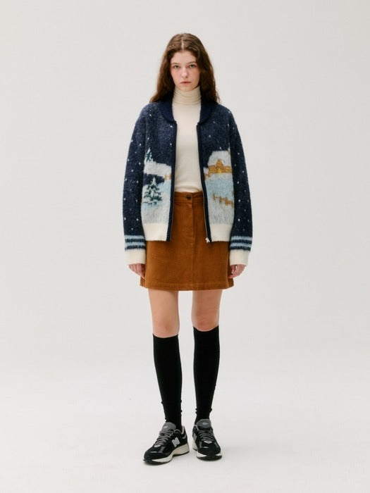Wconcept_Depound village graphic knit zip up - navy