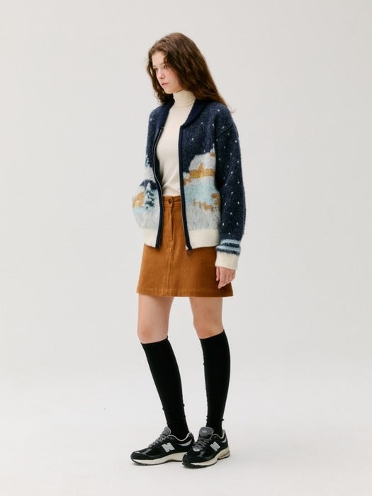 Wconcept_Depound village graphic knit zip up - navy